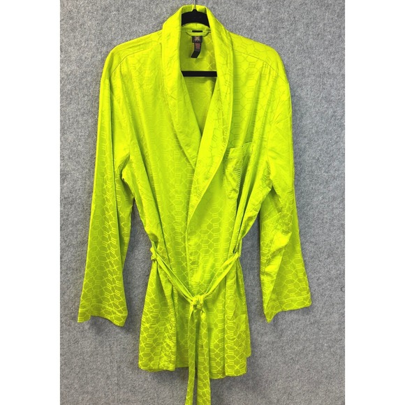 Savage X Fenty Other - Savage X Fenty Mens Neon Lime Green Logo Jacquard Satin Short Robe L/XL